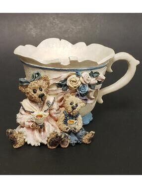 Boyds Bears Ms. Bruin & Bailey Tea Time Votive Candle Holder 1997 #27751